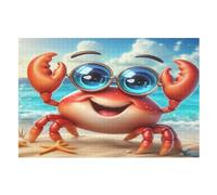 Cute Crab Wooden Jigsaw Puzzles 1000 Pieces Family Activity Puzzle Educational Games for Adults And Kids Age 12 Years Up （75×50cm）