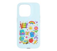 Cute Crayon Apple Pencil Teacher Kid Back to School Supplies Case for iPhone 15 Pro