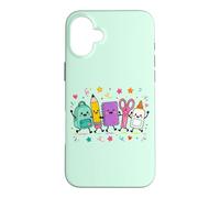 Cute Crayon Apple Pencil Teacher Kid Back to School Supplies Case for iPhone 16 Plus