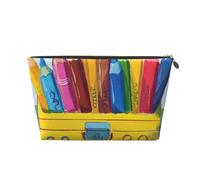 Cute Crayons Box Printed Travel Cosmetic Bags with Gold Zipper Makeup Organizer Cosmetic Case Toiletry Bag for Women Mom Girls