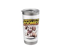 Cute Crazy Cartoon Pup Fast Sprinting Crossbreed Cockapoo Stainless Steel Insulated Tumbler