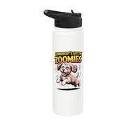 Cute Crazy Cartoon Pup Fast Sprinting Crossbreed Cockapoo Stainless Steel Insulated Water Bottle