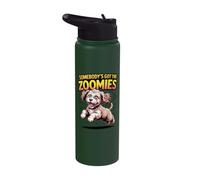 Cute Crazy Cartoon Pup Fast Sprinting Crossbreed Cockapoo Stainless Steel Insulated Water Bottle
