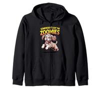 Cute Crazy Cartoon Pup Fast Sprinting Crossbreed Cockapoo Zip Hoodie