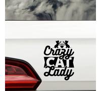Cute Crazy Cat Lady Quote Sticker - Waterproof Decal - Long Lasting - Car Bumpers, Laptops, Mirrors, Windows - Fun Gifts (Black)