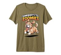 Cute Crazy Fast Sprinting Cartoon Breed Dog Golden Retriever Premium T-Shirt