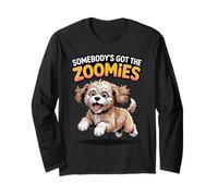 Cute Crazy Fast Sprinting Cartoon Crossbreed Mix Cavapoo Long Sleeve T-Shirt