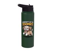 Cute Crazy Fast Sprinting Cartoon Crossbreed Mix Cavapoo Stainless Steel Insulated Water Bottle