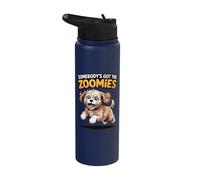 Cute Crazy Fast Sprinting Cartoon Crossbreed Mix Cavapoo Stainless Steel Insulated Water Bottle