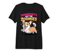 Cute Crazy Fast Sprinting Cartoon Dog Pembroke Welsh Corgi Premium T-Shirt