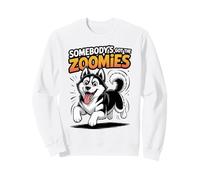 Cute Crazy Fast Sprinting Dog Cartoon Winter Siberian Husky Sweatshirt