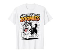 Cute Crazy Fast Sprinting Dog Cartoon Winter Siberian Husky T-Shirt