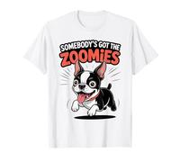 Cute Crazy Fast Sprinting Puppy Breed Cartoon Boston Terrier T-Shirt