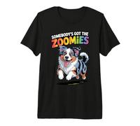 Cute Crazy Puppy Fast Sprinting Aussie Australian Shepherd Premium T-Shirt