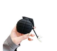 Cute Creative Grenades Silicone Case for AirPods 1/2/Pro Wireless Charge + Hook Tool (For AirPods Pro,Black)