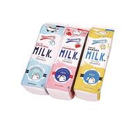 Cute Creative Milk Carton Pencil Cases Waterproof PU Large Capacity Cosmetic Bag Office School Supplies with Zipper Yellow/Blue/Pink Color Random 1 Pc