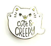 Cute & Creepy Cat Ghost White Halloween Metal Enamel Pin Badge