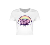 Cute & Creepy Ladies Pastel Goth White Crop Top