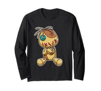 Cute Creepy Voodoo Doll Button Eye Stitch Plush Graphic Long Sleeve T-Shirt