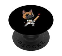 Cute Cricket Dog German Shepherd Batsman PopSockets Adhesive PopGrip
