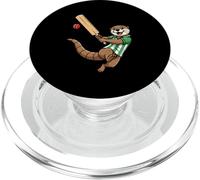 Cute Cricket Playing Otter Funny Sports Mascot PopSockets PopGrip for MagSafe