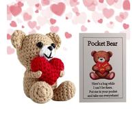 Cute Crochet Bear - Plush Handmade Knitted Doll, Pocket-Sized Stuffed Animal With Heart, Soft Crochets Bears Toy, Boys Girls minors Children, Handmade Mini Dolls Play And Decoration | For Kids
