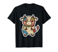 Cute Crochet Cow Kawaii Yarn Style Graphic Design T-Shirt