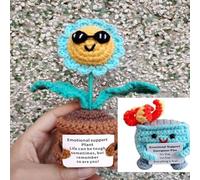 Cute Crochet Dumpster Dumpster Fire Cute Positive Crochet Dumpster Fire Crochet Trash Can Fire Funny Gifts for Friends Coworker (Flower and Dumpster)