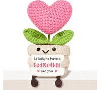 Cute Crochet Mini Pink Heart Flower,So Lucky to Have a Godmother Like you