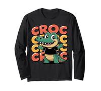 Cute Crocodile Cartoon T-Shirt Funny Reptile Meme Tee Long Sleeve T-Shirt