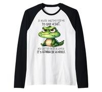 Cute Crocodile If You're Waiting for Me to Give A Shit Raglan Baseball Tee