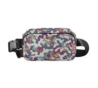 Cute Crossbody Bag Waist Packs for Women Men Waterproof Crossbody Bag Anti Theft Waist Pack with Adjustable Strap for Travel Vacation Running Camouflage Chaos