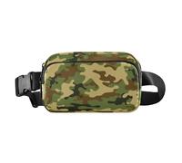 Cute Crossbody Bag Waist Packs Unisex Adults Camouflage Abstract Green Small Bum Bag Belt with Adjustable Strap for Travel Gym Work, Camouflage Abstract green, 8" x 5.3" x 2.3", Art Deco