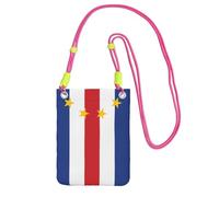 Cute Crossbody Cell Purse for Women, Lightweight Shoulder Bag/Black Flag of Cape Verde Print Mobile Phone Bag, for Commuting, Fuchusia, One Size