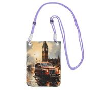 Cute Crossbody Cell Purse for Women, Lightweight Shoulder Bag/Black London Color Taxi Print Mobile Phone Bag, for Commuting, Purple, One Size