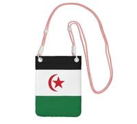 Cute Crossbody Cell Purse for Women, Lightweight Shoulder Bag/Pink Flag of Western Sahara Print Mobile Phone Bag, for Commuting
