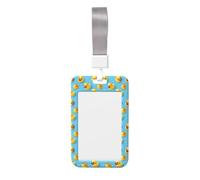 Cute Crown Duck Print Badge Holder with Lanyard, Hard Plastic Vertical Name ID Card Badge Holders