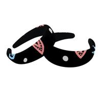 Cute Crown Loving Heart Black Womens Headbands, Vintage Thick Hair Bands, 2 Packs Velvet Padded Headbands for Girls, Wide Hair Band Hoops