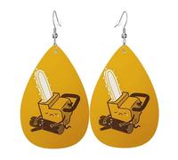 Cute Crying Chainsaw Teardrop Earrings for Women, Double-Side Printed Drop Leather Earring, Lightweight Dangle Earrings