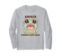 Cute Crying Frog Empath Handle with Care Aesthetic Long Sleeve T-Shirt