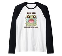 Cute Crying Frog Empath Handle with Care Aesthetic Raglan Baseball Tee