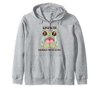Cute Crying Frog Empath Handle with Care Aesthetic Zip Hoodie