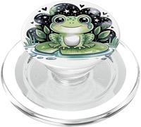 Cute Crying Frog on Lily Pad Under Starry Sky PopSockets PopGrip for MagSafe