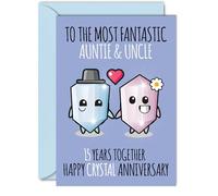Cute Crystal Anniversary Card for Auntie & Uncle, 15 Years Together