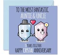 Cute Crystal Anniversary Card for Auntie & Uncle, 15 Years Together