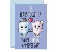 Cute Crystal Anniversary Card for Boyfriend Girlfriend - 15 Years Together - Happy 15th Wedding Anniversary Cards for Women Men, A5 Greeting Cards Anniversaries