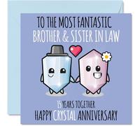 Cute Crystal Anniversary Card for Brother & Sister In Law - 15 Years Together - Happy 15th Wedding Anniversary Cards for Sister In Law Brother, 145mm Greeting Cards Anniversaries