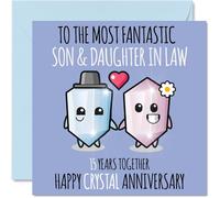 Cute Crystal Anniversary Card for Son & Daughter In Law - 15 Years Together - Happy 15th Wedding Anniversary Cards for Daughter In Law Son, 145mm Greeting Cards Anniversaries