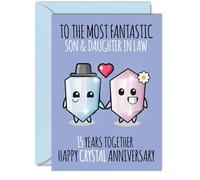 Cute Crystal Anniversary Card for Son & Daughter In Law - 15 Years Together - Happy 15th Wedding Anniversary Cards for Daughter In Law Son, A5 Greeting Cards Anniversaries