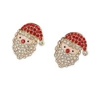 Cute Crystal Christmas Stud Earrings Rhinestone Gingerbread Man Santa Claus Elk Tree Earrings Christmas Accessory Party Jewelry Gifts, 3 cm, Zinc, No Gemstone